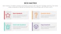bcg growth share matrix infographic data template with long box rectangle concept for slide presentation Royalty Free Stock Photo