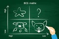 BCG matrix on the green chalkboard . Royalty Free Stock Photo