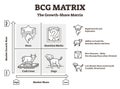 BCG matrix vector illustration. Outlined cash cows and dogs Boston graphic. Royalty Free Stock Photo