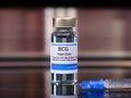 Vial of BCG injection protection coronavirus covid 19 disease Royalty Free Stock Photo
