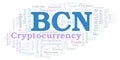 BCN or Bytecoin cryptocurrency coin word cloud.