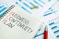 BCP business continuity plan is a document with steps an organization will take during natural disaster, cyberattack or pandemic Royalty Free Stock Photo