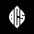 BCS circle letter logo design with circle and ellipse shape. BCS ellipse letters with typographic style. The three initials form a Royalty Free Stock Photo