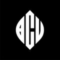 BCU circle letter logo design with circle and ellipse shape. BCU ellipse letters with typographic style. The three initials form a Royalty Free Stock Photo