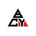 BCY triangle letter logo design with triangle shape. BCY triangle logo design monogram. BCY triangle vector logo template with red Royalty Free Stock Photo