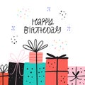 Bday present greeting card template with lettering