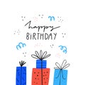 Bday presents pile greeting card flat template