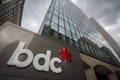 BDC Bank logo on their headquarters for Montreal, Quebec. the Business Development Bank of Canada is bank funding entrepeneurship