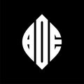 BDE circle letter logo design with circle and ellipse shape. BDE ellipse letters with typographic style. The three initials form a Royalty Free Stock Photo