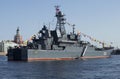 BDK `Korolev` at the feast in honor of Victory day in St. Petersburg. View from the stern