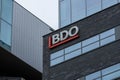 BDO sign logo. BDO is an international network of public accounting, tax and advisory firms