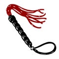 BDSM hand drawn flogger whip. Black and white illustration