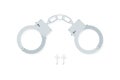 BDSM handcuffs, bondage element to immobilize partner. Sex shop stuff for sadist and masochist. Modern flat vector.