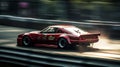 The incredible speed and power of a race car streaking around the track at breakneck speeds created with Generative AI