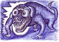 Be aware of dog. Drawing with ballpoint pen.