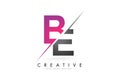 BE B E Letter Logo with Colorblock Design and Creative Cut