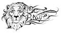 Be brave lettering Lion tattoo