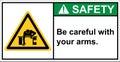 Be careful of getting compressed on your arm.,Safety sign