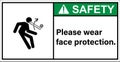 Be careful with objects hitting your face.,Safety sign Royalty Free Stock Photo