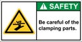 Be careful with your hand to hit the machine parts.,Safety sign