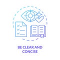 Be clear and concise blue gradient concept icon