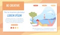 Be Creative Flat Landing Page Vector Template Royalty Free Stock Photo