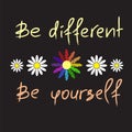 Be different, Be yourself - handwritten motivational quote. Print for inspiring poster