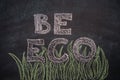 Be eco writing on black chalkboard