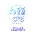 Be genuine and authentic navy gradient concept icon
