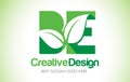 BE Green Leaf Letter Design Logo. Eco Bio Leaf Letter Icon Illus Royalty Free Stock Photo
