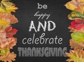 Be happy and celebrate thanksgiving like design poster with autumn Royalty Free Stock Photo