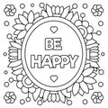 Be happy. Coloring page. Vector illustration.