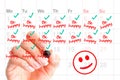 Be happy every day of your life concept with woman handwriting reminders Royalty Free Stock Photo