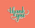 Thank you greating card hand lettering text, brush ink calligraphy, vector type design