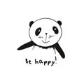 Be happy. Greeting card with cute panda. Royalty Free Stock Photo