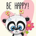 Be Happy Greeting card with panda Royalty Free Stock Photo