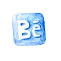 Be icon. Watercolor social media element. Behance button. Royalty Free Stock Photo