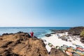 Be island small island, Bo Bai island with local colorful basket boats at Ly Son island, Quang Ngai Province