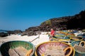 Be island small island, Bo Bai island with local colorful basket boats at Ly Son island