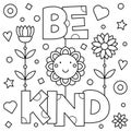 Be kind. Coloring page. Vector illustration.