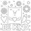 Be kind. Coloring page. Vector illustration of fox. Royalty Free Stock Photo
