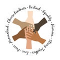 Be kind unity hands symbol. Black Lives Matter Illustration with hands equality symbol. Royalty Free Stock Photo