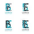 The BE Logo Set of abstract modern graphic design.Blue and gray with slashes and dots.This logo is perfect for companies, business