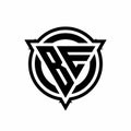 BE logo with triangle shape and circle with outline rounded design template Royalty Free Stock Photo