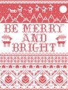 Be Merry and Bright Carol lyrics Christmas pattern with Scandinavian Nordic festive winter pattern in cross stitch with hearts
