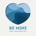 Be Mine Card. Happy valentines`s day banner. Paper cut style