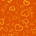 Be mine, love and hearts on brown background