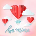 Be mine - love lettering quote. Valentine`s day background, greeting card, sweet pink holiday invitation party with hot
