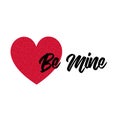 Be mine red glitter heart and calligraphy Royalty Free Stock Photo