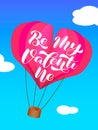 Be My Valentine brush lettering. Vector illustration for banner or poster